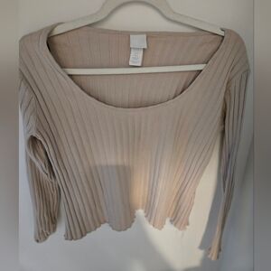 2 FOR $20 ITEM- H&M Ribbed Beige Crop Top